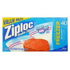 ZIPLOC DOUBLE ZIPPER FREEZER BAGS QUART - 40 BAGS