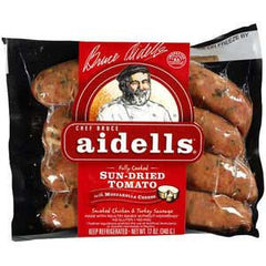 AIDELLS ALL NATURAL SUN DRIED TOMATO SMOKED CHICKEN SAUSAGE