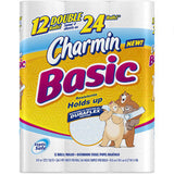 CHARMIN BASIC 12 PACK - 12 DOUBLE = MORE THAN 24 REGULAR ROLLS