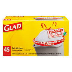 GLAD CLEAR KITCHEN DRAWSTRING BAGS - 13 GALLONS