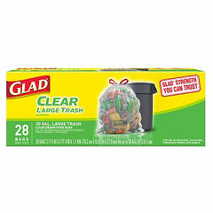 GLAD CLEAR LARGE TRASH DRAWSTRING BAGS - 30 GALLONS