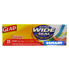 GLAD STORAGE   EXTRA WIDE SEAL  ZIPPER BAGS -  1 QUART