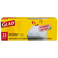 GLAD STRONGER   WITH LESS PLASTIC TALL KITCHEN DRAWSTRING BAGS 13 GALLON