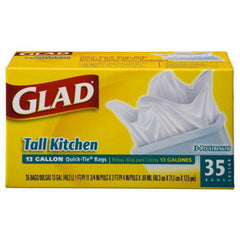 GLAD TALL KITCHEN QUICK-TIE BAGS - 13 GALLONS