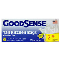 GOODSENSE TALL KITCHEN BAG WITH FLAP TIES LEMON SCENT - 13 GALLONS