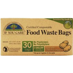 IF YOU CARE FOOD WASTE BAGS FLAT HANDLE TIES - 3 GALLONS