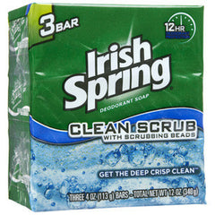 IRISH SPRING CLEAN SCRUB SOAP BAR 3 PACK