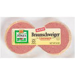 JONES SLICED BRAUNSCHWEIGER LIVERWURST WITH BACON