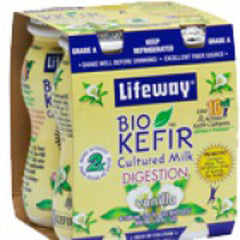 LIFEWAY NON FAT BIO KEFIR CULTURED MILK DIGESTION VANILLA YOGURT 4 PACK