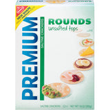 NABISCO PREMIUM ROUNDS UNSALTED TOPS SALTINE CRACKERS