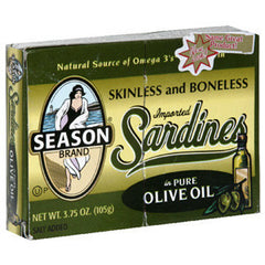 SEASON SKINLESS & BONELESS SARDINES IN PURE OLIVE OIL