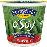 STONYFIELD ORGANIC O'SOY FRUIT ON THE BOTTOM RASPBERRY YOGURT